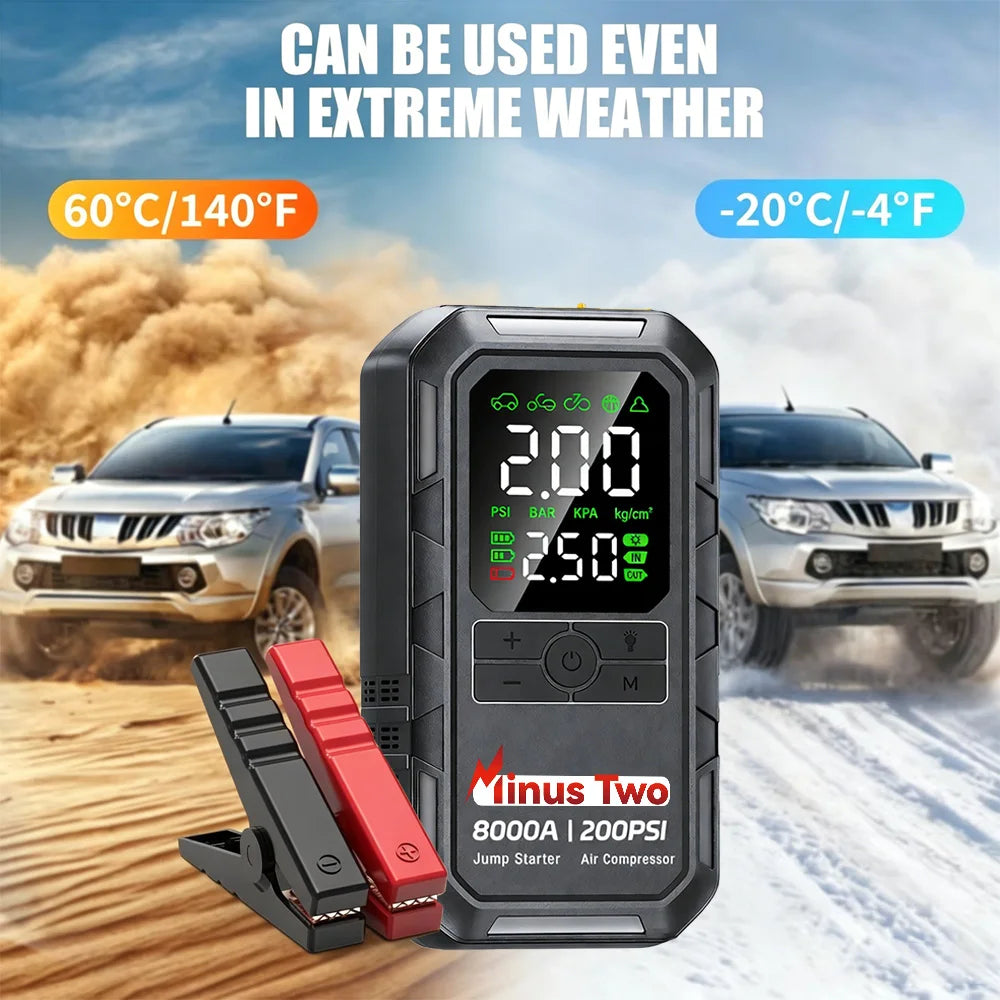 4 In 1 4000A Portable Jump Starter Power Bank 200PSI Air Pump Booster Car Battery 12V Car Battery Starter Powerbank