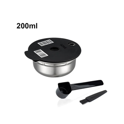 Stainless Steel Reusable Tassimo Coffee Pod Refillable Coffee Capsule for Bosch Tassimo Maker 60 180 200 220ML Silicone Lid