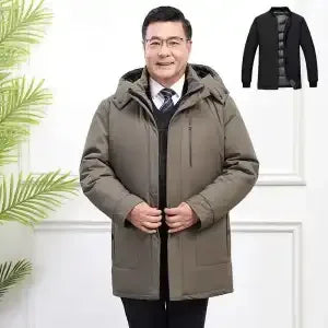 Luxury High Quality Men's Mid-Length Down Jacket Parka Winter Coat Thicken Warm  White Duck Down Plus Size Down Jacket Men Trend