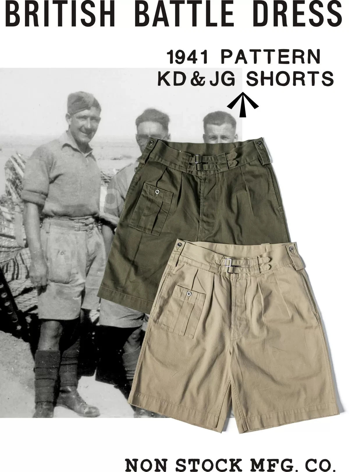 Non Stock 1941 Pattern Army Khaki Drill Combat KD Shorts Gurkha Pleated Bermuda Short