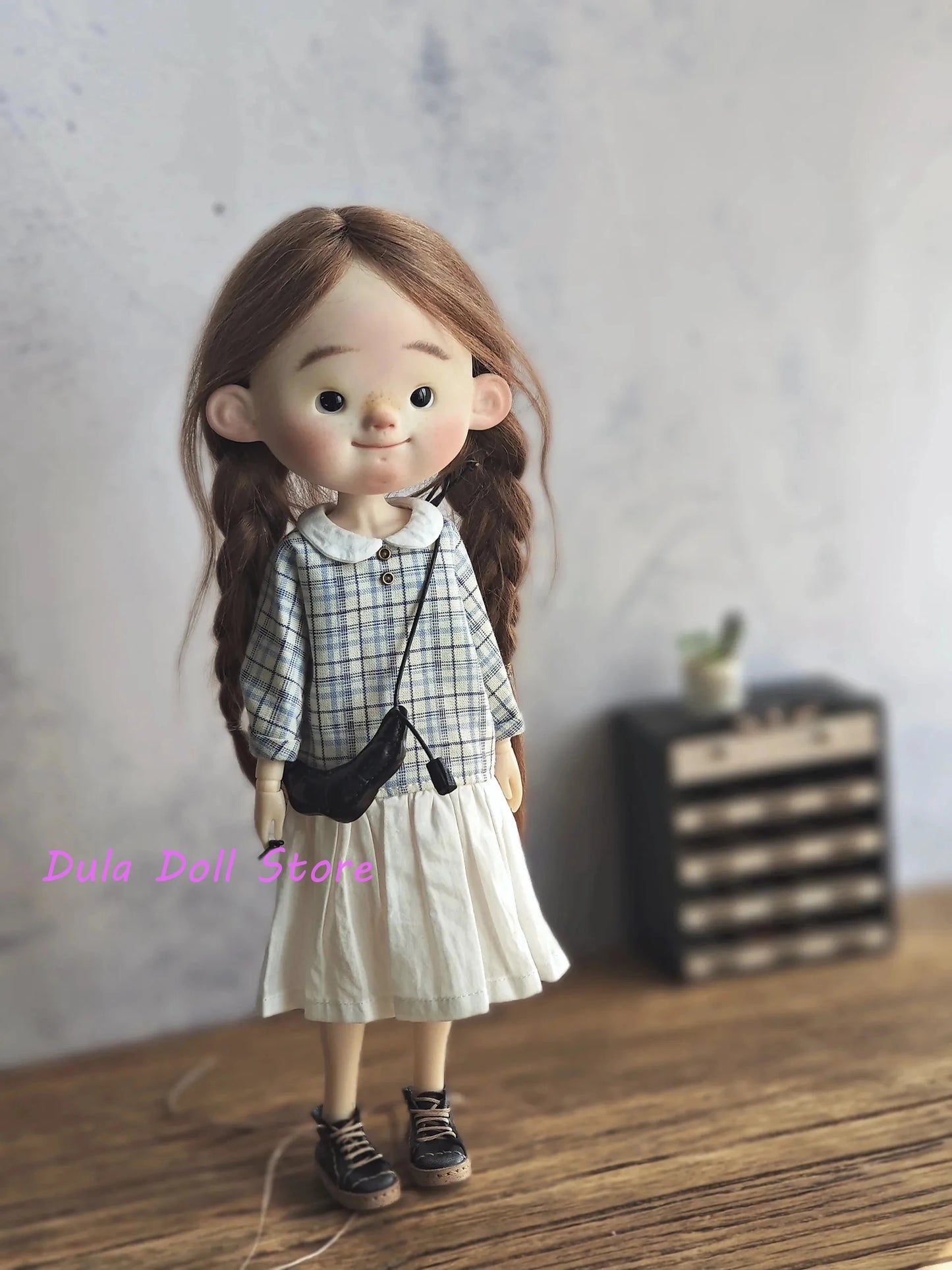 Dula Doll Clothes for Josh Blythe Landoudou Landazz Ob24 Ob22 Licca 1/6 Doll Plaid Blouse Dress