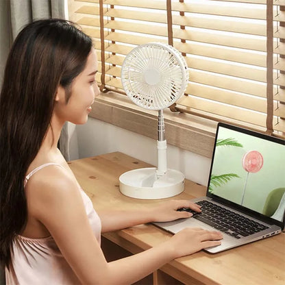 Foldable Portable Rechargeable Table Electric Fan Mini Usb Charging Office Home Telescopic Fan Low Noise Living Desk Fan