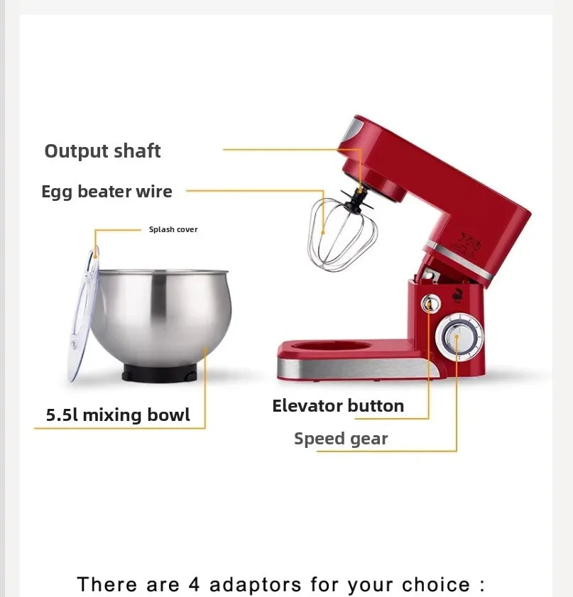 110V/220V Dragon Stand Mixer Small Household Multi-function Dough Kneader Cream Whisker Automatic WWW