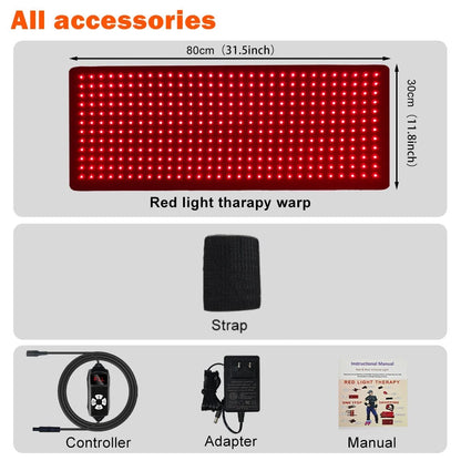Red Light Therapy Pad Wearable 660&850 nm Infrared Light Therapy Mat Devices Large Wrap Belt for Body Joint Muscle Pain Relief