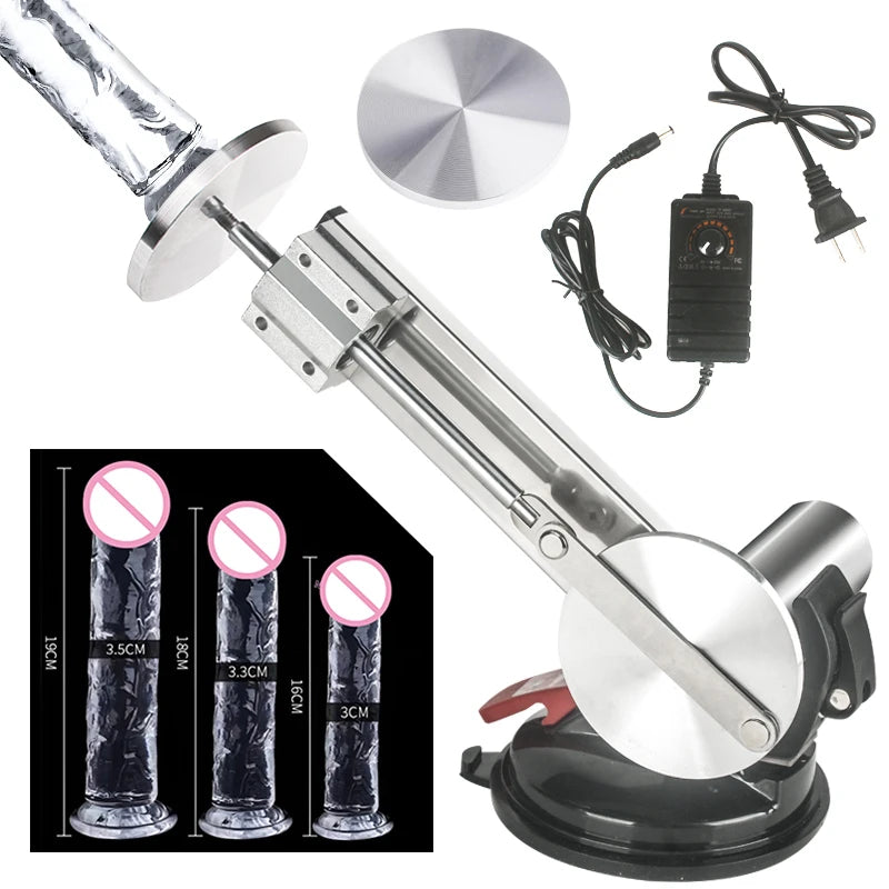 Reciprocating Sex Machine Dildo Stroke 65mm Mini Telescopic Sex Machine with Dildo Masturbation Sexual Kits with 80mm Plate