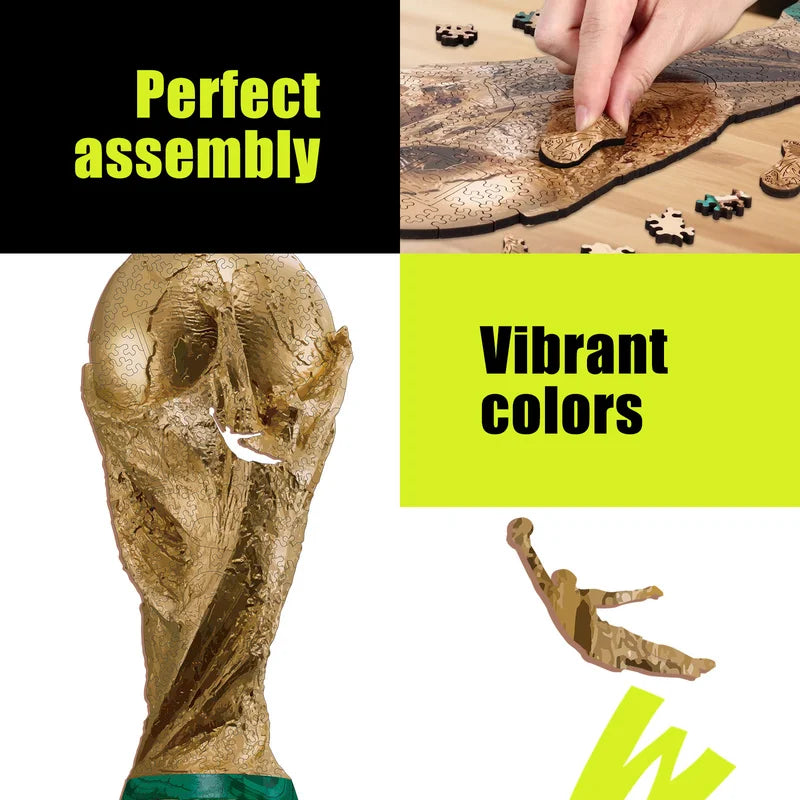FIFA Official 2026 USA Mexico Canada World Cup Trophy Wooden Puzzle Laser Cut 3D Puzzle Home Decor Football Fans Souvenir Gifts