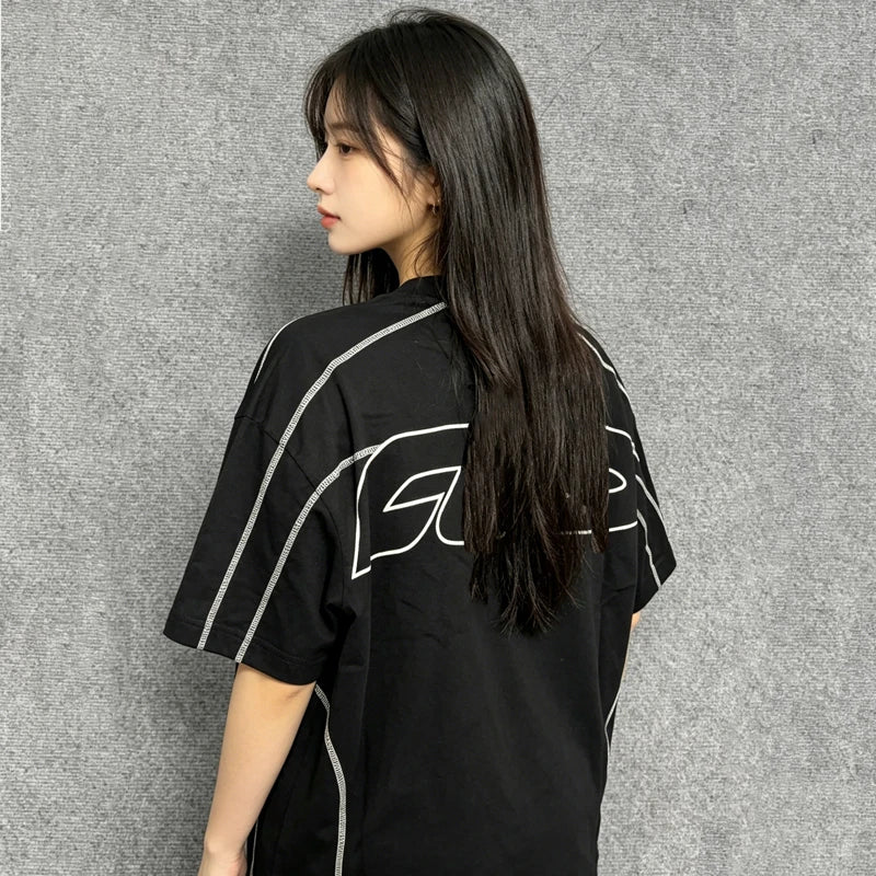 American Style Fashion Letter Printed T-shirts Tops Summer Men's / Women's Casual Short Sleeve Streetwear T Shirts Clothes