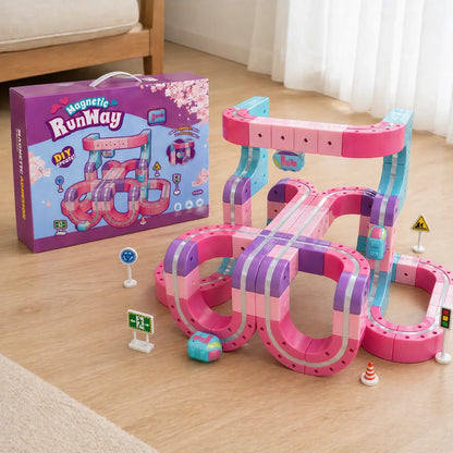 FUNXINEE NEW Technical Magnetic Track Car Electric Train Set Anti Gravity Railcar STEM DIY Building Blocks Vehicle Gift Girls