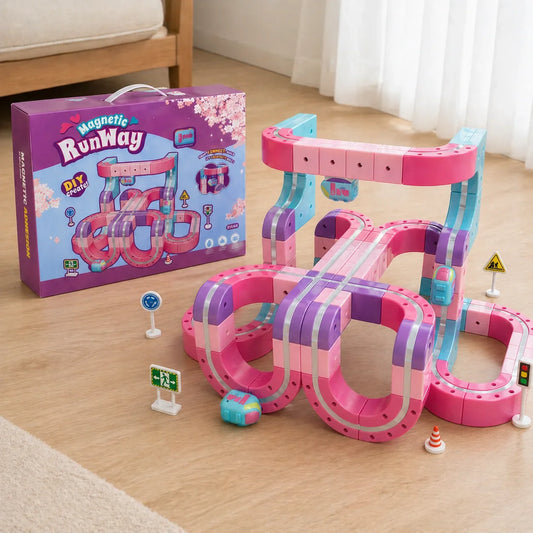 FUNXINEE NEW Technical Magnetic Track Car Electric Train Set Anti Gravity Railcar STEM DIY Building Blocks Vehicle Gift Girls