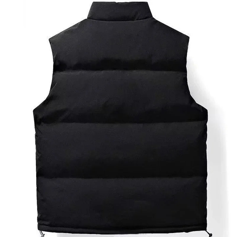 Autumn Winter Men's Vest Jacket Warm Sleeveless Jackets Waterproof Zipper Coat Stand-Up Collar Casual Waistcoat 2025 Cotton Vest