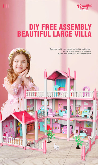 DIY Doll House Assembly Villa Castle Model Furniture Accessories Home Decoration Girl Role Play Educational Toy Christmas Gifts