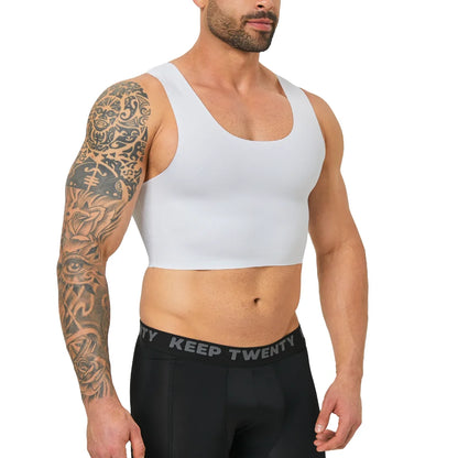 2Pcs Men Sleeveless Compression Vest Gynecomastia Chest Binder Breathable Summer Shaper For Trans FTM Sport Undershirt