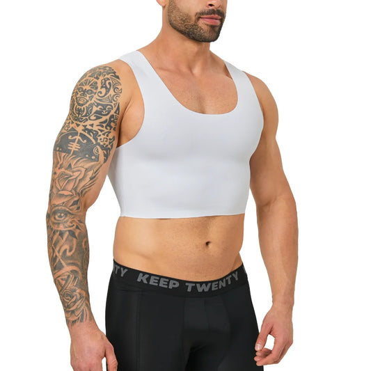 2Pcs Men Sleeveless Compression Vest Gynecomastia Chest Binder Breathable Summer Shaper For Trans FTM Sport Undershirt