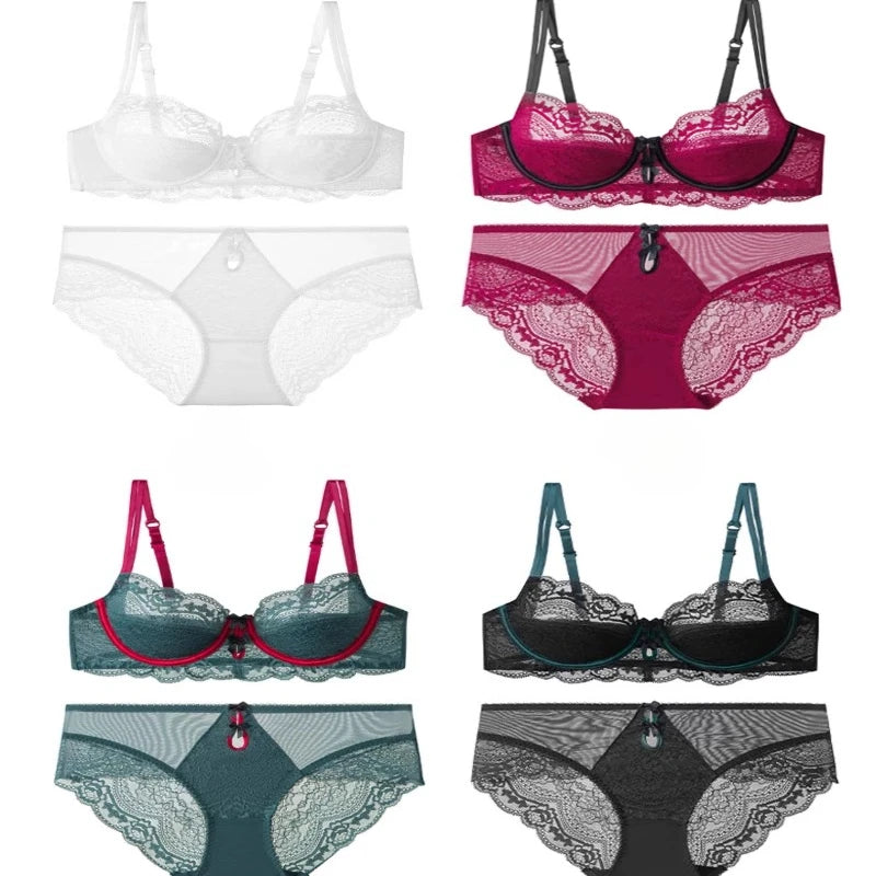 Plus Size Minimizer Bra Set DE Cup Large Bust Thin Cup Soft Underwire Anti Sagging No Show Breathable Daily Lingerie Underwear