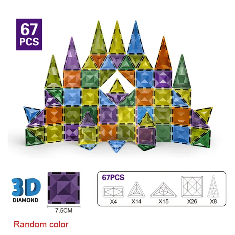 7.5cm Magnetic Building Blocks Construction Set Magnet Tiles Children's Toys Creative Architect Toys Children's Gifts