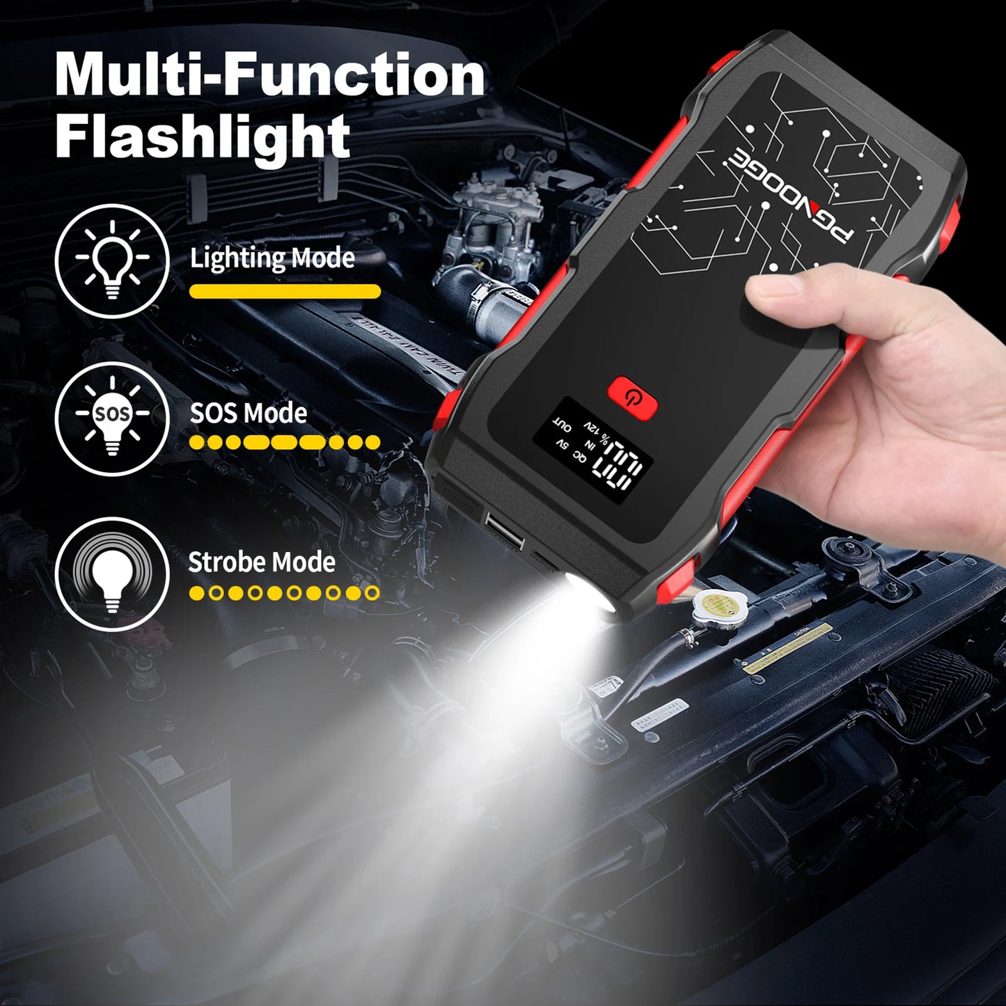 6000A Car Jump Starter, 26800mAh Battery Power Pack for All Gas and 10L Diesel Engines, Portable Emergency Kit for Road Trips