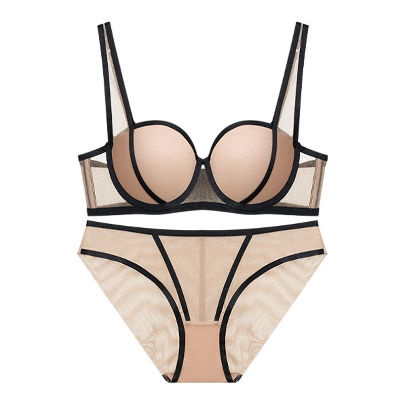 CINOON Sexy French Women's underwear Set Push-up Bra And Panty Sets Comfort Brassiere Adjustable Straps Gathered Lingerie Set