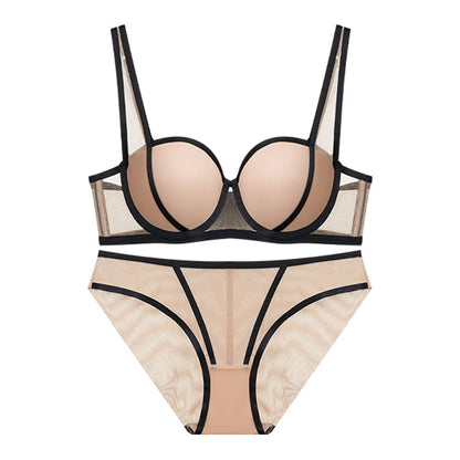 CINOON Sexy French Women's underwear Set Push-up Bra And Panty Sets Comfort Brassiere Adjustable Straps Gathered Lingerie Set