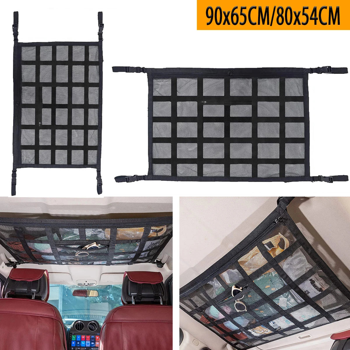 Car Roof Storage Net Pocket Car Roof Net Pocket Strong Load-Bearing Large Capacity Luggage Suspension Net Car Storage