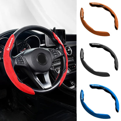Suede Car Steering Wheel Cover Anti-Slip Protector Shell For Honda Mugen Power Civic Accords CRV Hrv Jazz CBR VTEC VFR Accessory