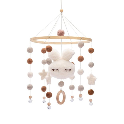 DIY Baby Crib Bed Bell Holder Arm Toy Imitation Wood Grain Infant Bed Decoration Toys Rotating Music Box Nut Screw Arm Bracket