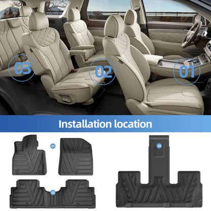 for Hyundai Palisade Fuel Version 2020-2024 TPE 3D Car Floor Mats Cargo Liner Trunk Pad All Weather Waterproof Black