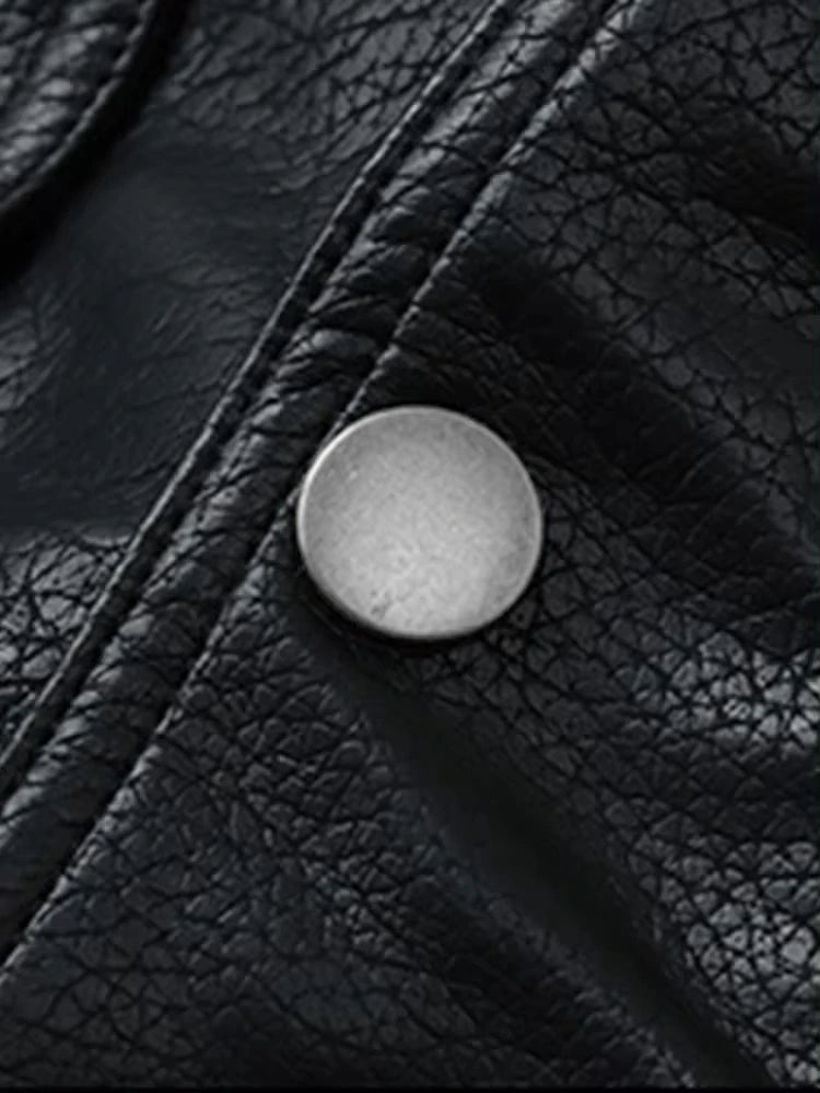 Mauroicardi Autumn Winter Waterproof Windproof Oversized Thickened Warm Black Faux Leather Jacket Men Zip Up Casual Cool Fashion