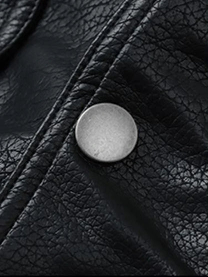 Mauroicardi Autumn Winter Waterproof Windproof Oversized Thickened Warm Black Faux Leather Jacket Men Zip Up Casual Cool Fashion
