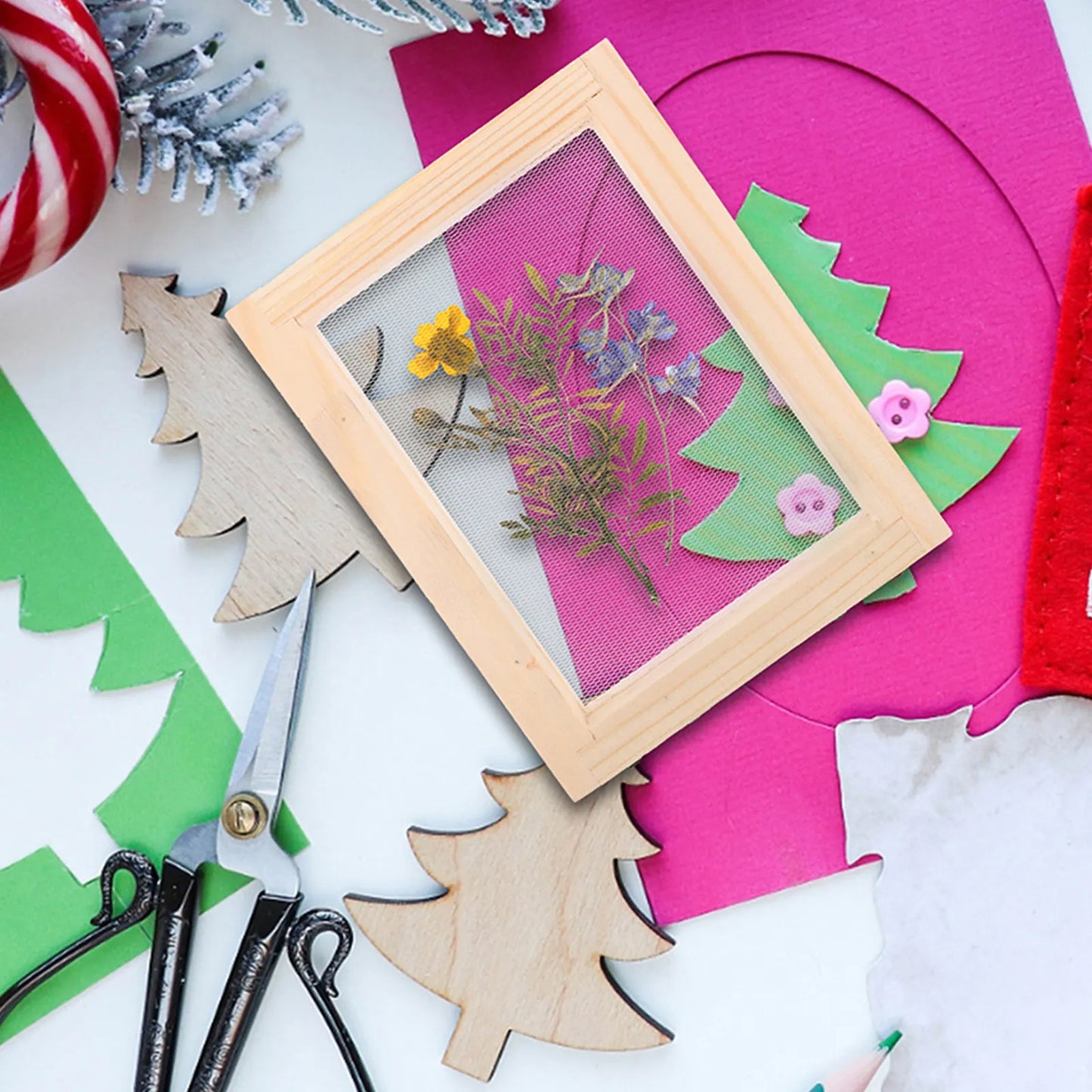 4Pcs Wooden Screen Mold for Papermaking DIY Paper Craft Frame Kit Smooth Finished Surface Safe for Kids Dried Flower Paper