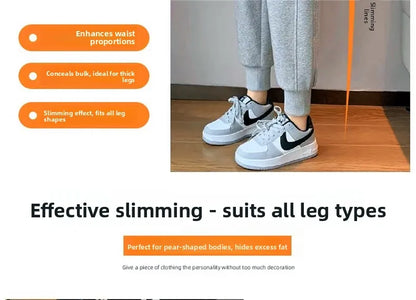 plus Size Women's Slimming Fleece Lined Cuffed Thickened Warm Sports Pants Commute Style Korean Fashion Winter Collection