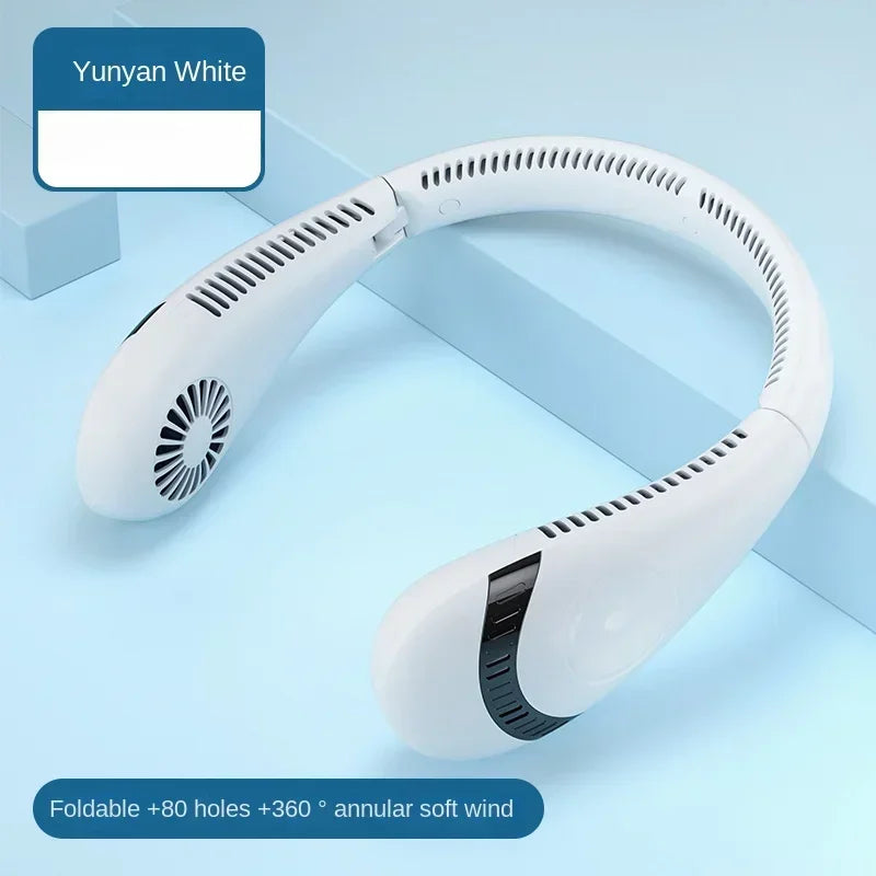Portable Neck Fan Foldable Small Cooling Fan Air Conditioner Rechargeable USB Bladeless Neck Fan Personal Wearable Cooler