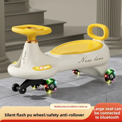 Kids Twist Car Ride Toy Silent Wheels Swivel Adult Seating Children's Wiggle Car Children Swinging and Twisting Car