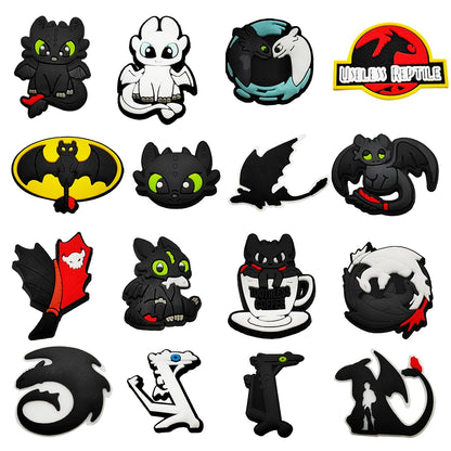 16-100Pcs Cartoon Dragon Shoe Charms For Slides Clog Sandals Toothless Shoe Decorations Accessories For Christmas Birthday Gift
