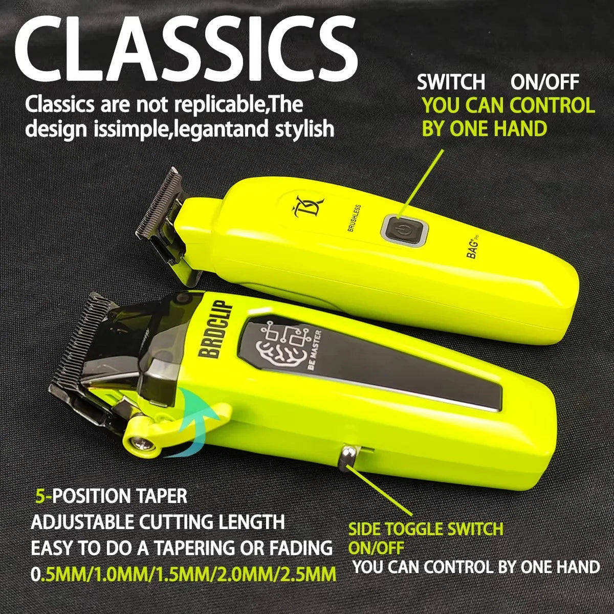 BRD106 078 Hair Clipper 7500RPM 7200RPM Hair Salon Trimmer DLC Blade with Charging Base Barber for Men New Professional BRDCLIP