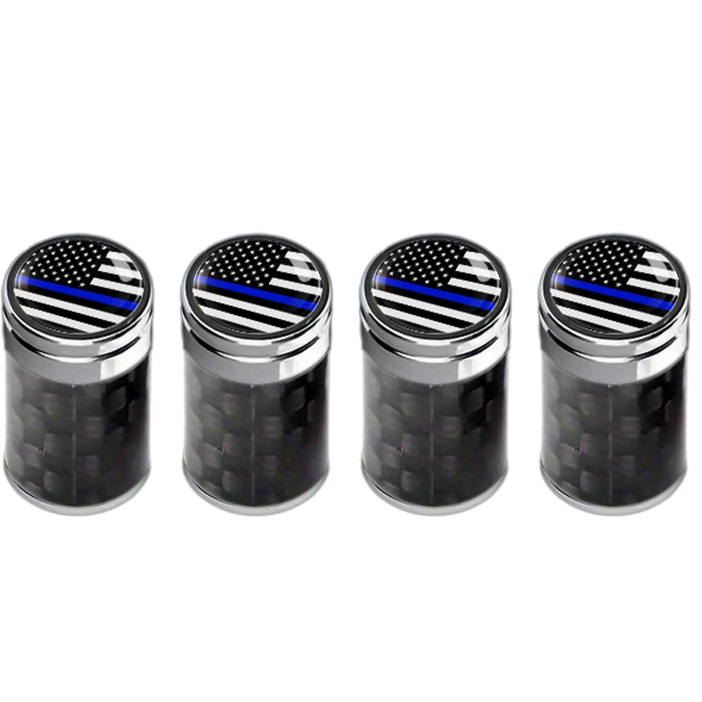 4pcs Carbon Fiber Thin Blue Line Tire Valve Caps, Wheel Decor for Car Accessories, Car Styling Parts