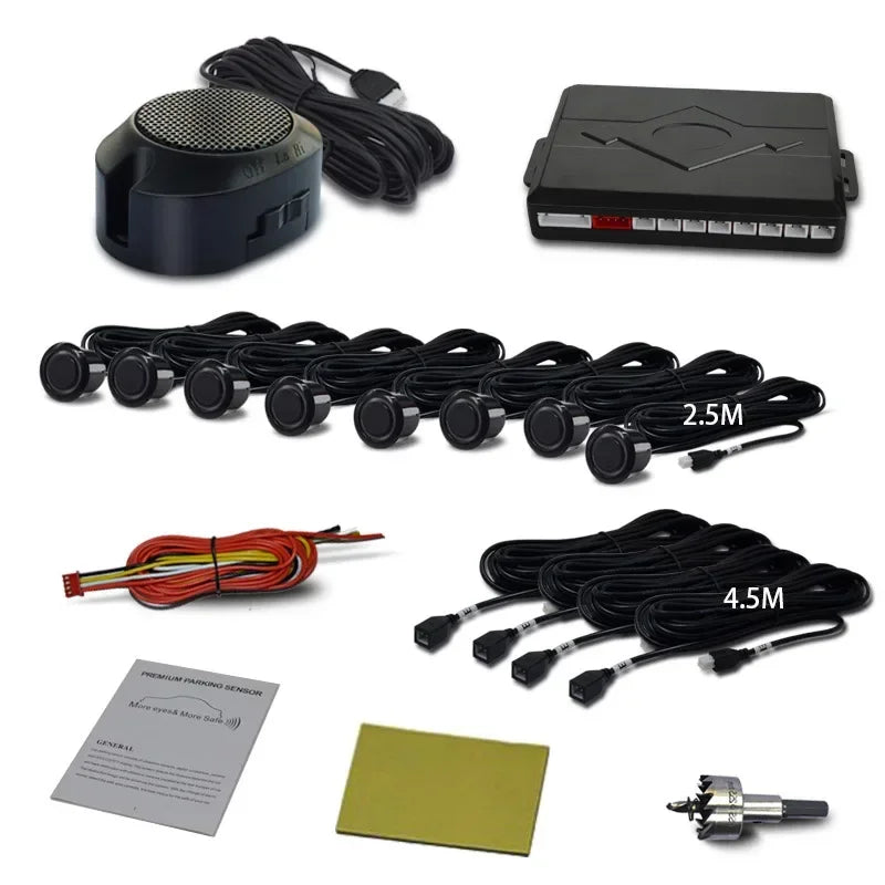 Car Parking Sensor Kit Universal 8 Sensors Buzzer Reverse Backup Radar Sound Alert Indicator Probe System Auto Parking Sensor