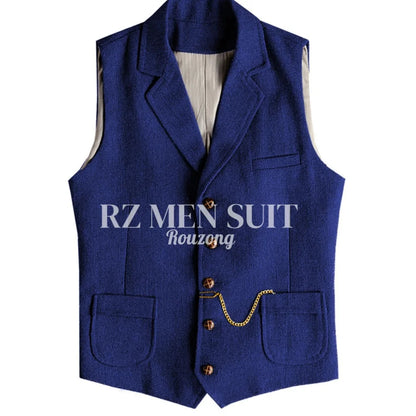 Men's Tweed Suit Vest Western Herringbone Wool Casual Waistcoat for Groomsman chaleco para hombre