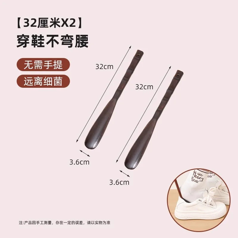 Long Handle Wooden Shoe Horn Natural Wood No Bend Waist Shoe Scraper Household Essential for Pregnant Women Shoe Insertion Tool