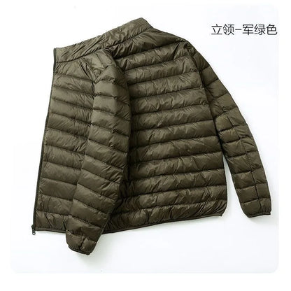 Ultra-Light down Cotton Jacket Men's Spring Fashion Slim Fit Long Sleeve Warm Casual Style Pure Color Youth Popular Clothing