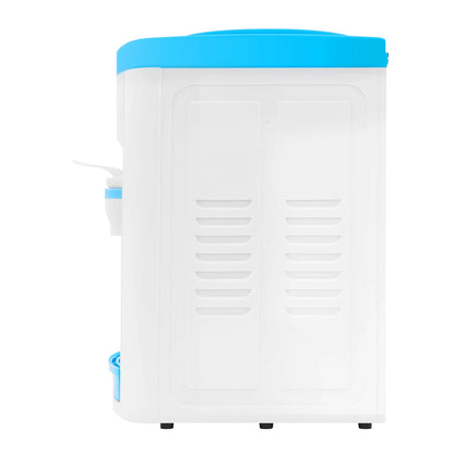White Blue Top Loading 3 Temperatures Water Dispenser Hot Cold Normal Water Cooler 550W 110V US Plug PP Stainless Steel Desktop Freestanding Drinking Machine 5L/H Hot 0.7L/H Cold Fit 4.5-18.9L 1.1-4.9Gallon Water Bottle