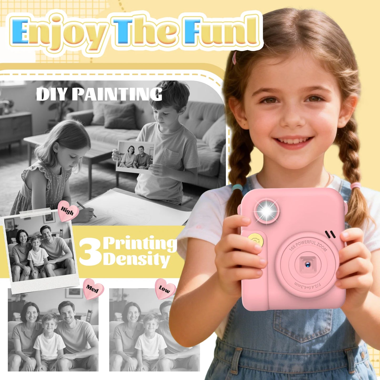 Digital Camera For Children Photography Mini Printer Portable Thermal Instant Print Photo Kids Camera 2.8inch HD Video Toy Gifts