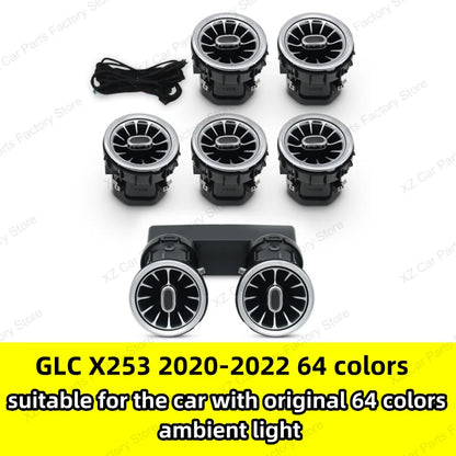For Mercedes Benz C-class W205 Air Vent 3/64 Color Front and Rear Air Vent Ambient Light Turbine Nozzle Original APP Control