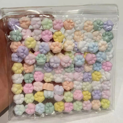 100pcs Kawaii Mini Cat's Paw Squishy Toy Silicone Soft Colorful Cat Paw Mochi Stress Relief Squishy Fidget Toy for Adult Gift