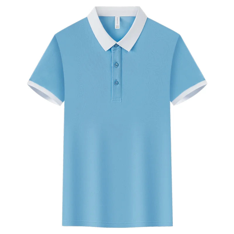 Fashion Contrast Collar Polo Custom Design Casual Business Polo Shirt Print Logo Slim Fit Lapel Short Sleeved Polo Embroidery