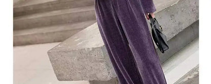 Fashionable Corduroy Set Women's Autumn Winter New Style Elegant Lady Fragrance Wind Coat Wide Leg Pants Two Piece Suit