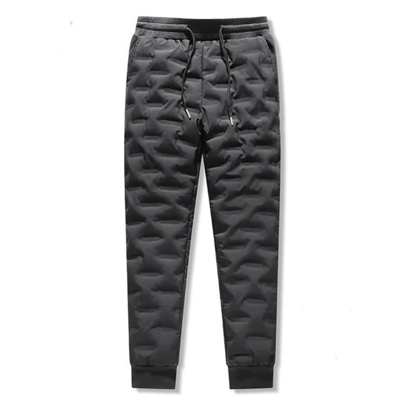 Men's Outdoor Windproof Warm down Trousers Thick Winter Business Casual Pants Long Outerwear Stylish plus Size White