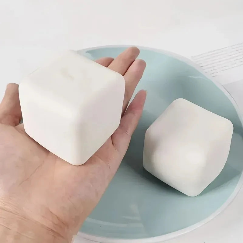 Squishy Milk White Tofu Squeeze Toy Cute White Square Sensory Stress Relief Fidget Toys Dough Ball Gifts for Adults Best Gift