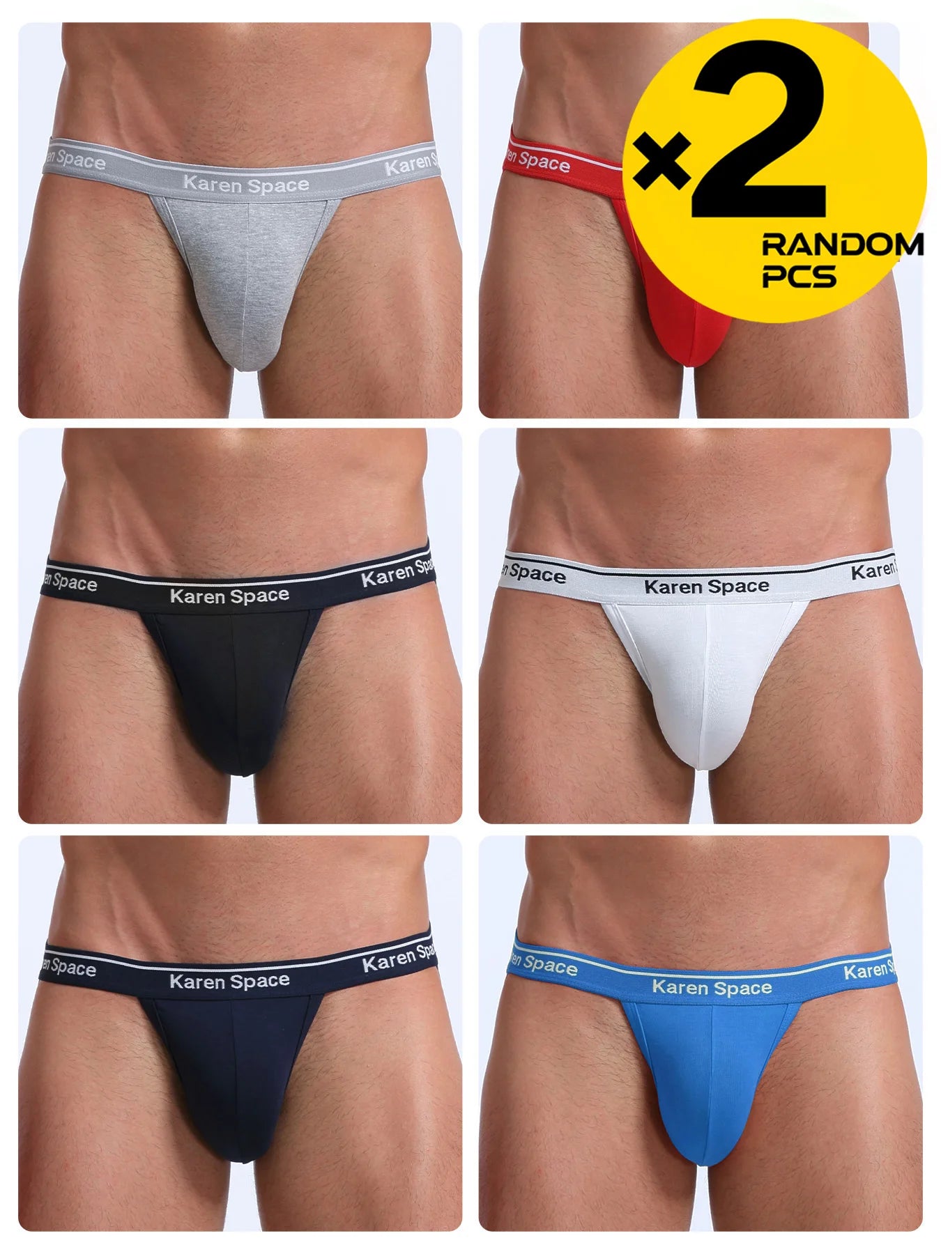 Men's Sexy Thong Underwear Fashionable Bikini Breathable U Convex One-Line Underwear Men's Cotton G-String Thong Random 2/3/4PCS