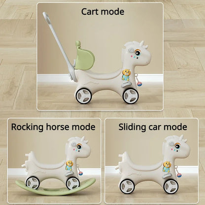 Rocking Horse for Toddlers Baby Rocking Toy Fun Birthday Christmas Gift for Kids Ride on Toy Balance Bike with Push Handle