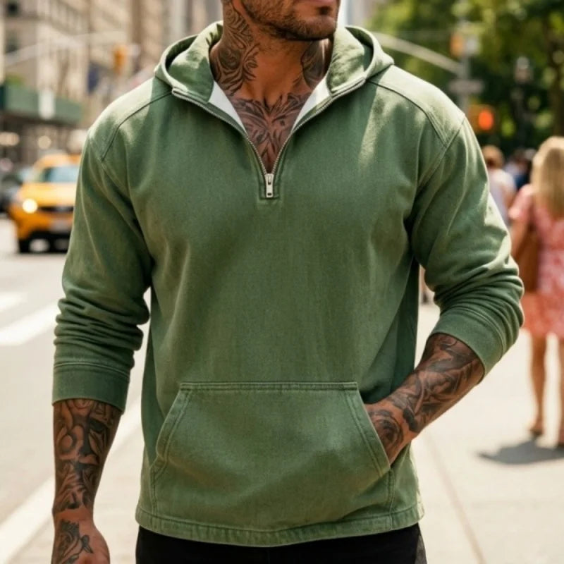 Spring and autumn men's denim hoodie washed denim jacket Outdoor men's biker jacket Hoodie men